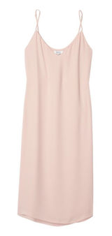 Aritzia Babaton Templeton Slip Dress Small‎ Baby Pink Midi V Neck Minimalist Photo 0