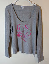 NWT Juicy Couture Size XXL‎ Top Long Sleeve Grey Powder Heather Crown Photo 0
