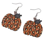 Pumpkin Earrings Women OS Orange Leopard Print Halloween Fall Festive‎ Photo 0