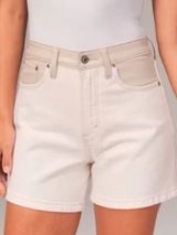 Abercrombie Faux Leather and Denim High Rise Dad Shorts‎ Sz 32 Photo 0