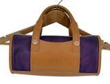 MAXX NEW YORK‎ Barrel Handbag Purple Clear Vinyl Tan Leather Top Handle Bag Photo 0