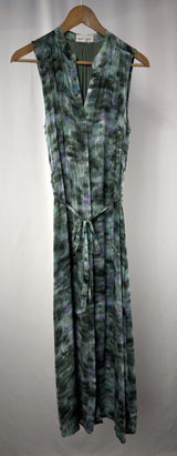 Bella Dahl Sleeveless Tie Waist Maxi Dress in Green Blue Purple Tie-Dye‎ Size XS Photo 0