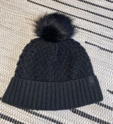 lululemon Merino Wool Black Knit Beanie with Faux Fur Pom Photo 0