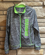 NFL Teens Love Seattle Seahawks Zip Up Athletic Jacket Grey Rave Green XL Photo 0