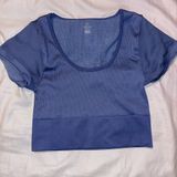Aerie Blue Ribbed Scoop Neck Top Photo 0