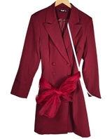Missguided Plus Size 18 Blazer‎ Dress Mesh Bow Waist Burgundy Red Party Photo 0