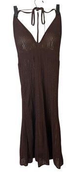 Moda International Brown Knit Lined Halter Style Dress Women Sz XS Photo 0