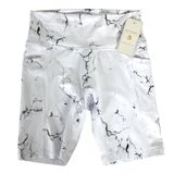 BuffBunny Limitless White Marble Size M Seamless Pocket Biker 4" Inseam‎ Shorts Photo 0