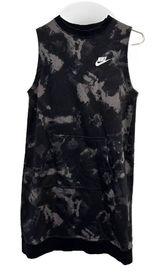 Nike Women Tie Dye Sleeveless Sweatshirt Dress Pouch Pocket Black Gray Small‎ Photo 0
