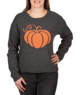 State of Mine Womens Pumpkin Graphic Sweater‎ Gray Orange XXL Fall Halloween New Photo 0