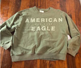 American Eagle Womens Olive Green Graphic Crewneck Sweatshirt Large Relaxed Fit Photo 0