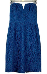 J. Crew Blue Lace Strapless Sweetheart Mini Dress 6 Photo 0