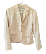Banana Republic Womens Cream Flax Blend 2 Button Blazer Jacket Size 4 Lagen Photo 0