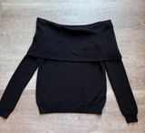 Lovers + Friends Vylete Off The Shoulder Cotton Ribbed Black Sweater Size M Photo 0