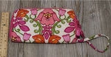 Vera Bradley Women's Lilly Bell Zip-Around Wristlet Pink White Cotton Quilted Photo 0
