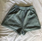 SHEIN Sage Green Fleece Athletic Shorts Photo 0