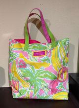 Lilly Pulitzer x Estée Lauder Pink Tropical Print Canvas Tote Photo 0