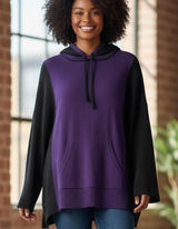 Lauren Ralph Lauren Women 1X Knit Hoodie Purple Black Kangaroo Pocket Boho Photo 0