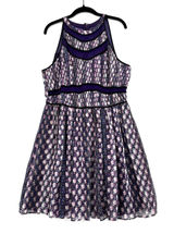 Charlie Jade 100% Silk Purple Floral Fit & Flare Cocktail Romantic Dress L NWT Photo 0