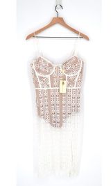 NEW For Love and Lemons Dakota Lace Midi Dress Bodysuit Sheer White Size M Photo 0