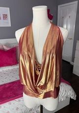 Metallic Halter Top Gold Size L Photo 0