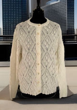 Wintuk Vintage 60s Off White Dupont Acrylic Diamond Knit Cardigan Sz S‎ ? Photo 0