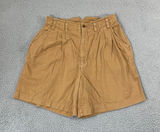 Vintage Venezia Vitale Paperbag Shorts Women 14 Tan Cotton High Waist Bermuda Photo 0