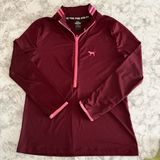 PINK Victoria's Secret Maroon Zip Pullover with Pink Accents Photo 0