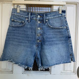 Lucky Brand Traveler High Rise Button Fly Denim Shorts Medium Wash Blue Size 27 Photo 0