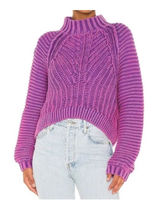 Free‎ People My Only Sunshine Purple Chunky Knit Mock Neck Sweater Womens Small Photo 0
