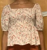 Floral Babydoll Top White Size M Photo 0