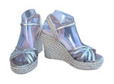 MIA Silver Metallic Espadrille Wedge Platform Sandals Womens 8M bohemian Photo 0