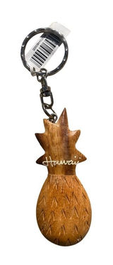Hawaii Wooden Pineapple Keychain Tropical Souvenir Hand Carved Wood Key‎ Ring Photo 0