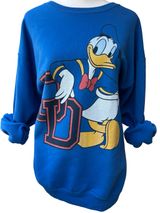 Disney Donald Duck College DD crewneck Sweatshirt 90s academia streetwear L Photo 0