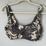 Athleta Bikini Swim Suit Top Tropical Floral Print Gray Cream Size 34D/DD Photo 0