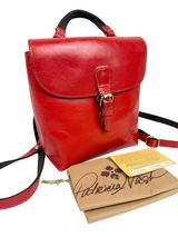 Patricia Nash Small Vatoni Convertible Leather‎ Backpack Papaya Red Leather Photo 0
