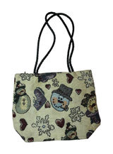 Vintage Blair Snowman Tapestry Tote Bag Winter Christmas‎ Woven Shoulder Purse Photo 0