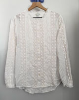 Sundance Large White Floral Embroidered Long Sleeve Blouse Crew Prairie Cottage Photo 0