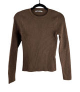 Abercrombie & Fitch Chocolate Brown Ribbed Knit Crew‎ Neck Sweater Minimalist S Photo 0