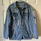Distressed jean jacket large Photo 0