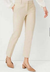 Ann Taylor Curvy Fit Ankle Pants Beige Cotton Stretch Trousers Size 6 Photo 0