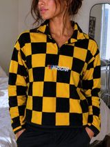NASCAR Checkered Quarter Zip Fleece Sweatshirt Cropped Y2K Streetwear Photo 0
