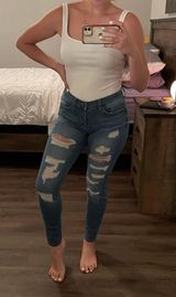 Ripped Skinny Jeans Blue Size 8 Photo 0