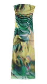 ZARA Printed Strapless Dress Fitted Photo 0