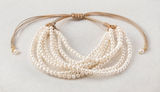 NWOT‎ Multi Strand Faux Pearl Adjustable Bracelet Layered Boho Jewelry Photo 0