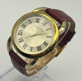 Anne Klein Gold Tone Red Genuine Leather Roman Numerals Markers Women’s Watch Photo 0