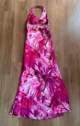 Morgan & Co Pink Floral Maxi Dress 5/6 Y2K Halter Sequin Formal Prom Gown Photo 0