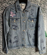 Disney Stitch Denim Jean Trucker Jacket Embroidered and Drawings Urban Photo 0