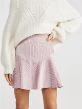 Free People Camden Velour Corduroy Skater Mini Skirt Pink Large Ballet Fairy Photo 0