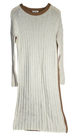 Madewell Womens XS Colorblock Ribbed Knit Sweater Dress NH072‎ White Brown FA22 Photo 0